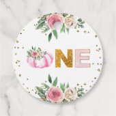 Pumpkin Pink Gold Floral Fall Girl Geschenkanhänger (Vorderseite)