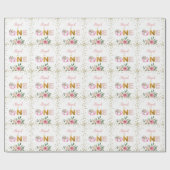 Pumpkin Pink Gold Floral Personalisiert 1. Geburts Geschenkpapier (Flach)