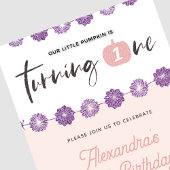 Pumpkin Pink Lila BlumenHalloween 1. Geburtstag Einladung