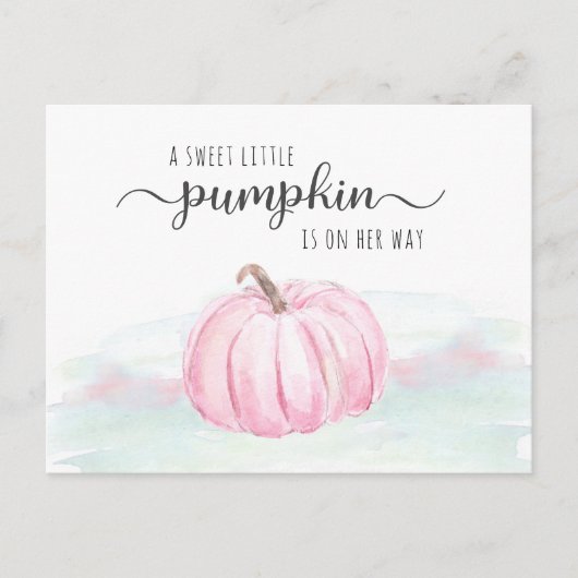 Pumpkin Pink Mint Wasserfarbe Kindermädchen Dusche Einladungspostkarte (Vorderseite)