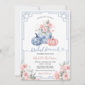 Pumpkin Pink Peony Chinoiserie Jar Bridal Brunch Einladung (Vorderseite)