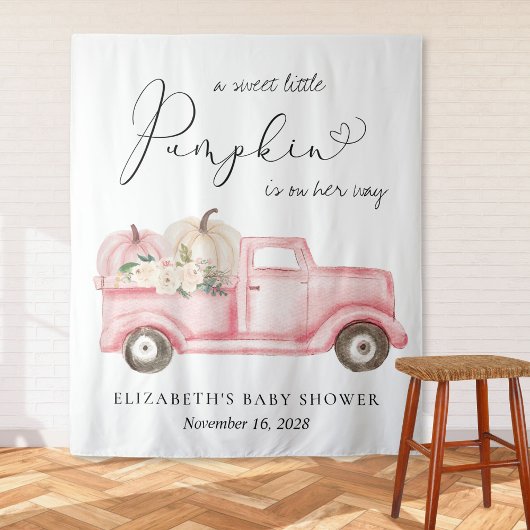 Pumpkin Pink Truck Baby Dusche Foto Hintergrund Wandteppich