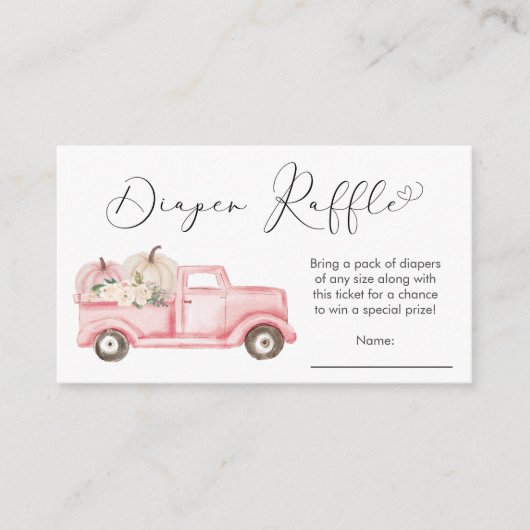 Pumpkin Pink Truck Kinderdusche Windeln Raffel Begleitkarte (Vorderseite)