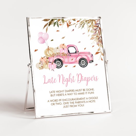 Pumpkin Pink Truck Spate Night Diapers Babydusche Poster