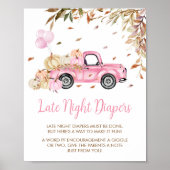 Pumpkin Pink Truck Spate Night Diapers Babydusche Poster (Vorne)