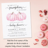 Pumpkin Pink Twin Baby Girls Dusche Einladung