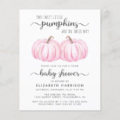 Pumpkin Pink Twin Baby Girls Dusche Einladung (Vorderseite)