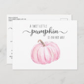 Pumpkin Pink Watercolor Baby Girl Dusche von Mail Einladungspostkarte (Vorne/Hinten)