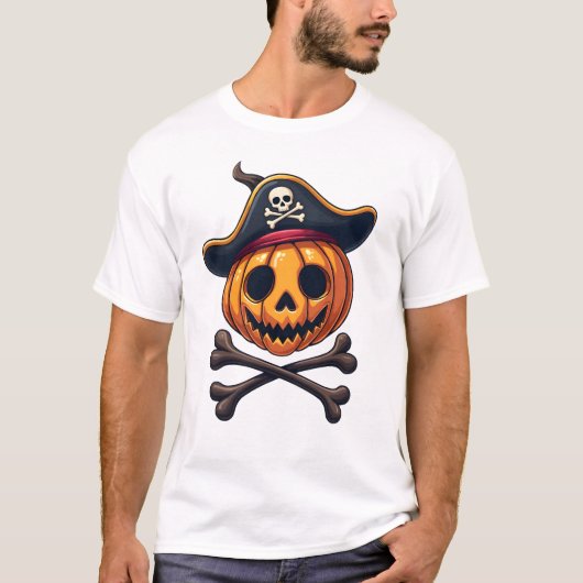 Pumpkin Pirate � Halloween Skull Shirt (Vorderseite)