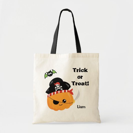 Pumpkin Pirate Halloween Trick oder Treat Tragetasche (Vorne)