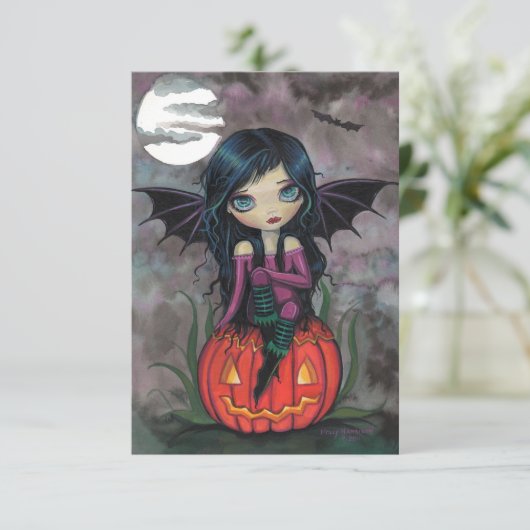 Pumpkin Pixie Halloween Postkarte (Stehend Vorderseite)