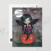Pumpkin PIxie Halloween Postkarte (Vorne/Hinten)