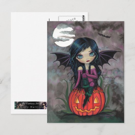 Pumpkin PIxie Halloween Postkarte (Vorne/Hinten)