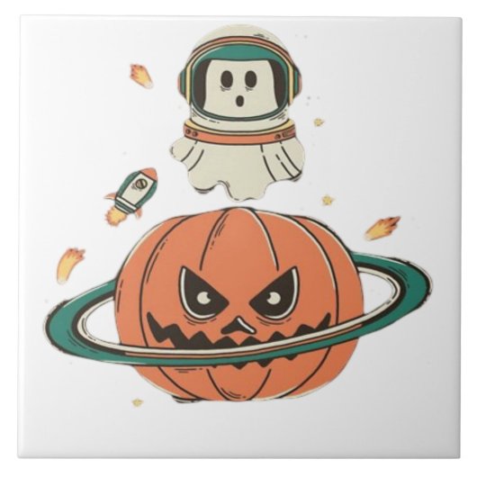 Pumpkin Planet Fliese (Vorderseite)