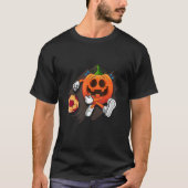 Pumpkin Playing Fußball Halloween-Kostüm T-Shirt (Vorderseite)