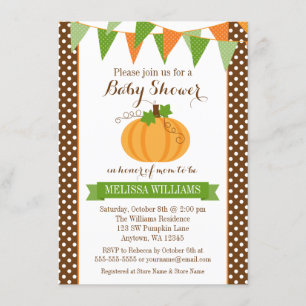 Pumpkin Polka Dot Bunting Fall Babydusche Einladung