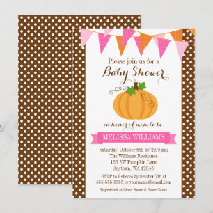 Pumpkin Polka Dot Bunting Girl Fall Baby Dusche Einladung