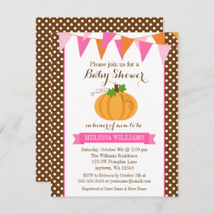 Pumpkin Polka Dot Bunting Girl Fall Babydusche Einladung