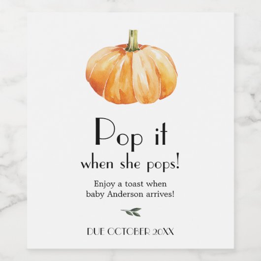Pumpkin Pop es, wenn sie Pop Weinetikett (Einzelnes Label)