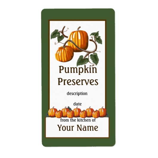 Pumpkin Preserve Canning Label (Vorne)