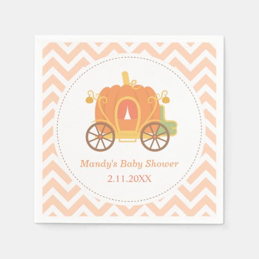 Pumpkin Princess Carriage Baby Shower Supplemente Serviette (Vorderseite)