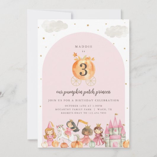 Pumpkin Princess Geburtstagsparty Einladung (Vorderseite)