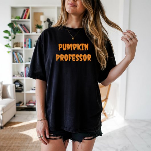 Pumpkin Professor Orangenlehrer Typografie T-Shirt