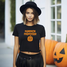 Pumpkin Professor Orangentypografie T-Shirt