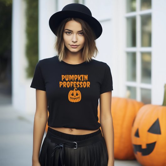 Pumpkin Professor Orangentypografie T-Shirt
