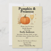 Pumpkin & Prosecco Fall Halloween Brautparty Einladung (Vorderseite)