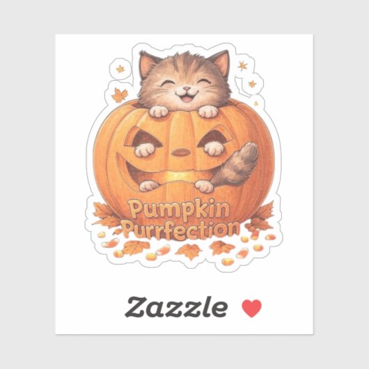 Pumpkin Purfection - Niedliches Halloween-Cat Viny Aufkleber (Blatt)
