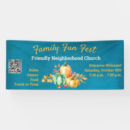 Pumpkin QR Code Church School Herbst Ernte Herbst Banner (Horizontal)