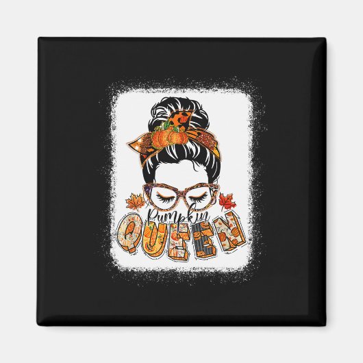 Pumpkin Queen Messy Bun Fall Pumpkin Fall Vibes Au Magnet (Vorne)