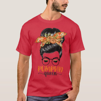 Pumpkin Queen Pumpkin Messy Bun Herbst Danke T-Shirt