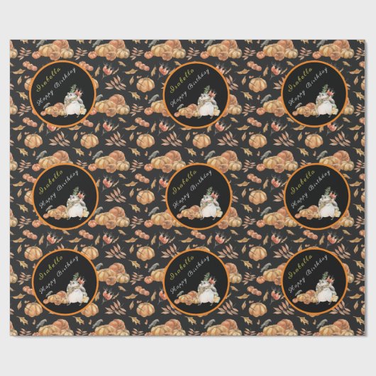 Pumpkin Raccoon Anpassen von Text und Farbe Geschenkpapier (Flach)