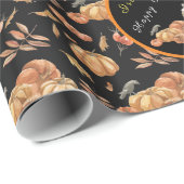Pumpkin Raccoon Anpassen von Text und Farbe Geschenkpapier (Rolleneckpunkt)
