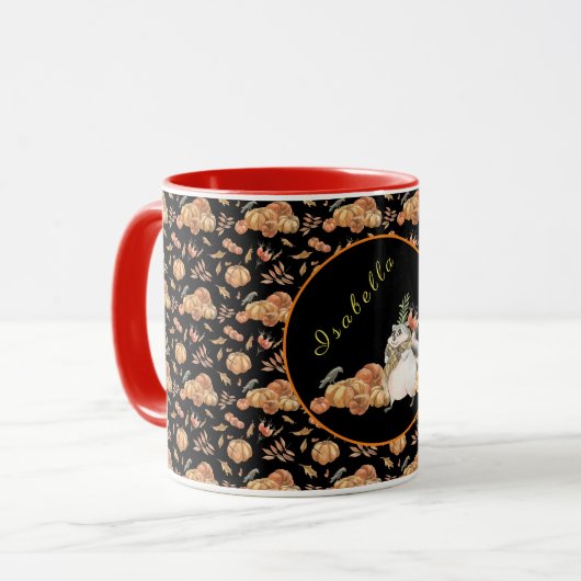 Pumpkin Raccoon Anpassen von Text und Farbe Tasse (Vorderseite Links)
