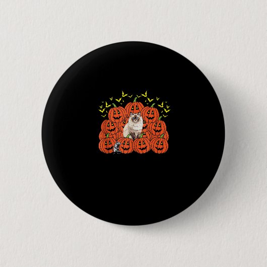 Pumpkin Ragdoll Cat Halloween Kitten Jack O Lanter Button (Vorderseite)