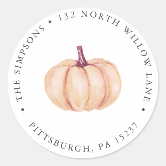 Pumpkin Return Address Runder Aufkleber (Vorderseite)