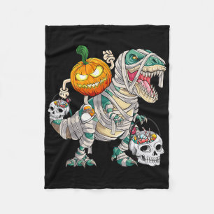 Pumpkin Riding Mummy Dinosaur T Rex Halloween Spaß Fleecedecke