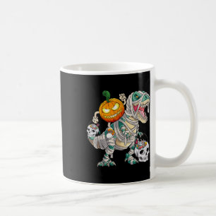 Pumpkin Riding Mummy Dinosaur T Rex Halloween Spaß Kaffeetasse