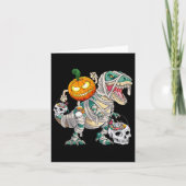 Pumpkin Riding Mummy Dinosaur T Rex Halloween Spaß Karte (Vorderseite)
