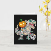 Pumpkin Riding Mummy Dinosaur T Rex Halloween Spaß Karte (Gelbe Blume)