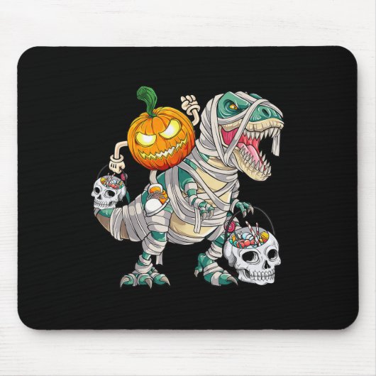 Pumpkin Riding Mummy Dinosaur T Rex Halloween Spaß Mousepad (Vorne)