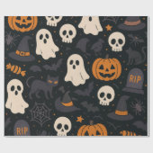 Pumpkin, RIP, Ghost Pattern Paper Wrapping Paper Geschenkpapier (Flach)