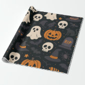 Pumpkin, RIP, Ghost Pattern Paper Wrapping Paper Geschenkpapier (Ungerollt)