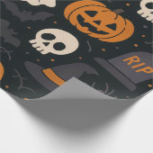 Pumpkin, RIP, Ghost Pattern Paper Wrapping Paper Geschenkpapier (Ecke)