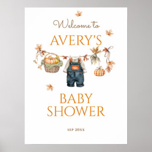 Pumpkin Rustic Baby Clothestline Fall Baby Dusche Poster