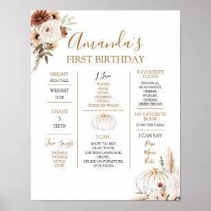 Pumpkin Rustic Boho Fall in Liebe 1 Jahr Zeichen Poster