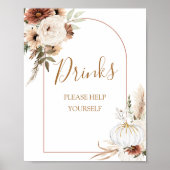 Pumpkin Rustic Boho Fall in Liebe Drinks Zeichen Poster (Vorne)